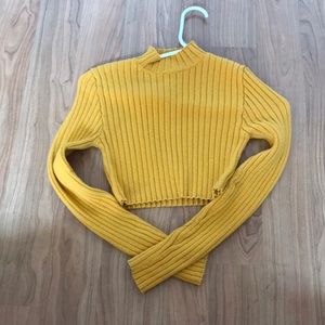Yellow long sleeve sweater crop top